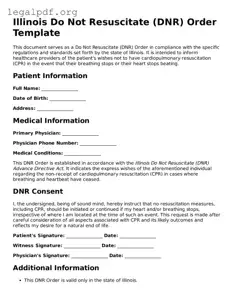 Valid  Do Not Resuscitate Order Template for Illinois