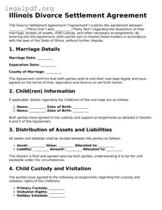 Valid  Divorce Settlement Agreement Template for Illinois