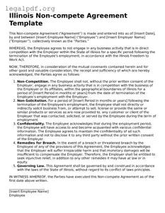 Valid  Non-compete Agreement Template for Illinois