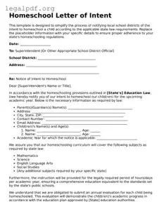 Blank Homeschool Letter of Intent Document