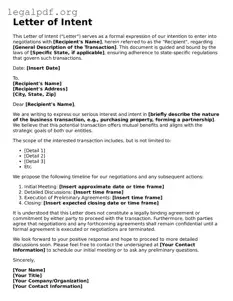 Blank Letter of Intent Document