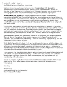 Blank Sorority Recommendation Letter Document