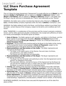 Blank LLC Share Purchase Agreement Document