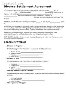 Blank Divorce Settlement Agreement Document