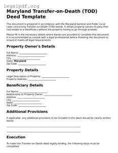 Valid  Transfer-on-Death Deed Template for Maryland