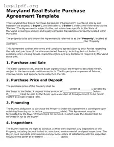 Valid  Real Estate Purchase Agreement Template for Maryland