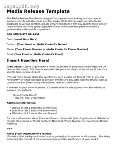 Blank Media Release Document