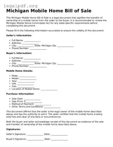 Valid  Mobile Home Bill of Sale Template for Michigan