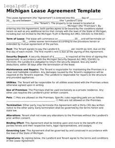 Valid  Lease Agreement Template for Michigan