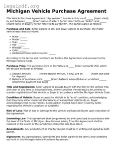 Valid  Vehicle Purchase Agreement Template for Michigan