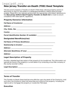 Valid  Transfer-on-Death Deed Template for New Jersey