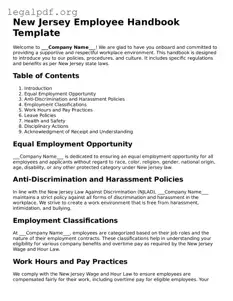 Valid  Employee Handbook Template for New Jersey