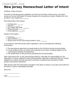 Valid  Homeschool Letter of Intent Template for New Jersey