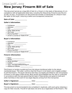 Valid  Firearm Bill of Sale Template for New Jersey