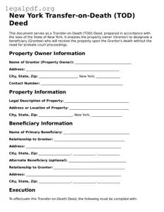 Valid  Transfer-on-Death Deed Template for New York