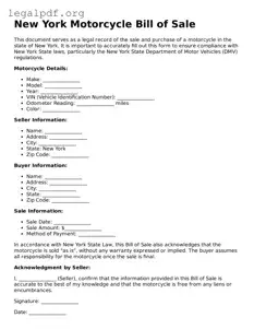 Valid  Motorcycle Bill of Sale Template for New York