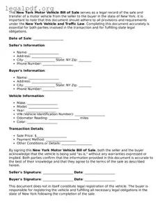 Valid  Motor Vehicle Bill of Sale Template for New York