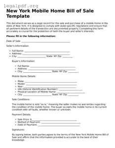 Valid  Mobile Home Bill of Sale Template for New York