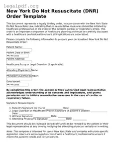 Valid  Do Not Resuscitate Order Template for New York
