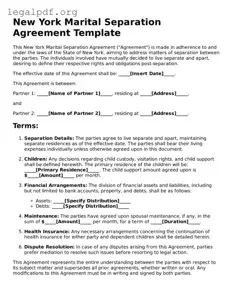 Valid  Marital Separation Agreement Template for New York