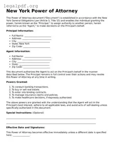 Valid  Power of Attorney Template for New York