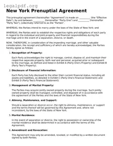Valid  Prenuptial Agreement Template for New York