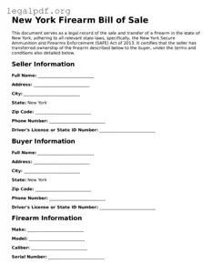 Valid  Firearm Bill of Sale Template for New York