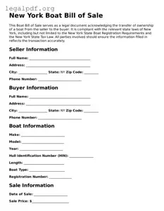 Valid  Boat Bill of Sale Template for New York