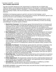 Blank Non-compete Agreement Document