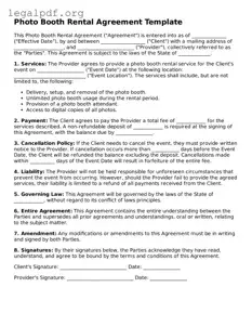 Blank Photo Booth Rental Agreement Document