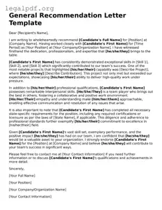 Blank Recommendation Letter Document