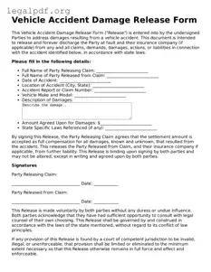 Blank Vehicle Accident Damage Release Document