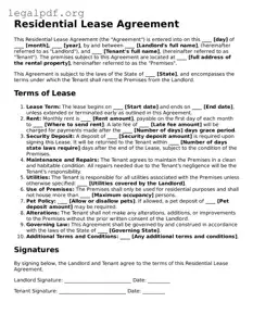 Blank Lease Agreement Document