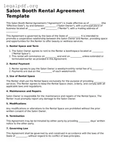 Blank Salon Booth Rental Agreement Document
