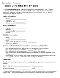 Valid  Dirt Bike Bill of Sale Template for Texas