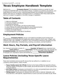 Valid  Employee Handbook Template for Texas