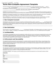 Valid  Non-compete Agreement Template for Texas
