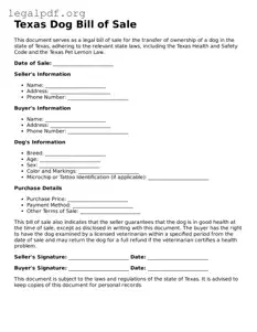 Valid  Dog Bill of Sale Template for Texas