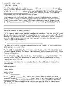 Valid  Gift Deed Template for Texas