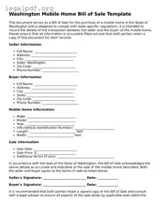 Valid  Mobile Home Bill of Sale Template for Washington
