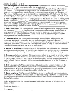 Valid  Non-compete Agreement Template for Washington