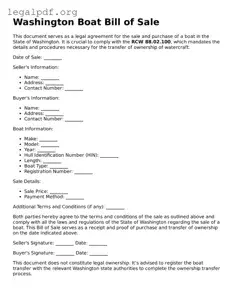Valid  Boat Bill of Sale Template for Washington