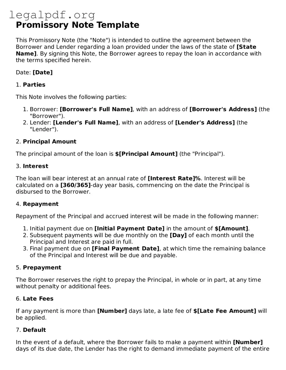 Blank Promissory Note Document