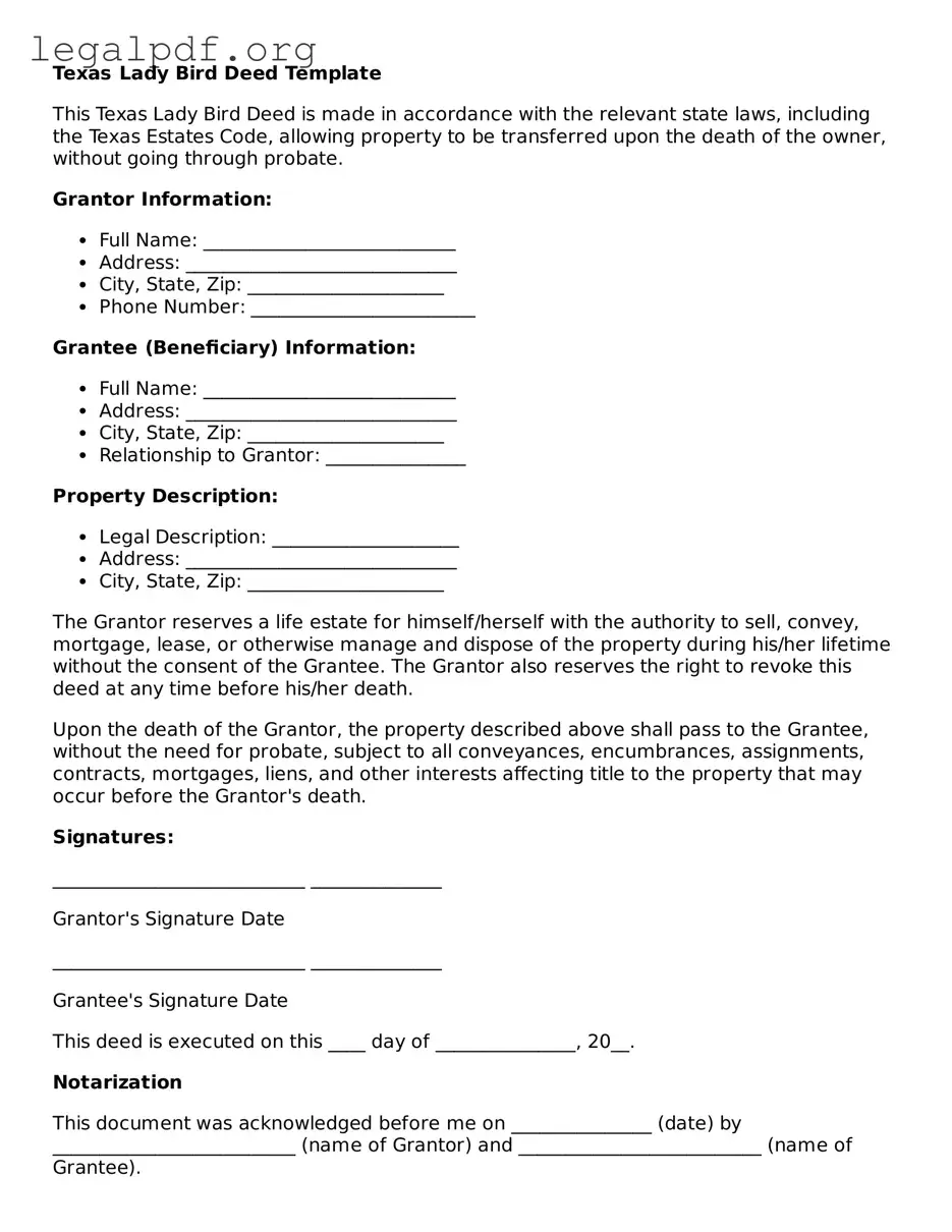 Valid  Lady Bird Deed Template for Texas