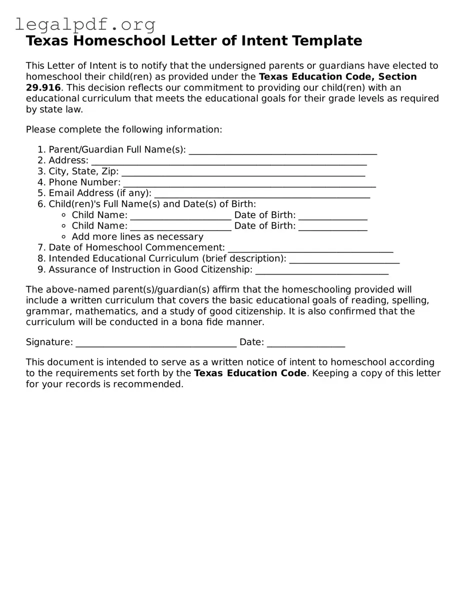 Valid  Homeschool Letter of Intent Template for Texas