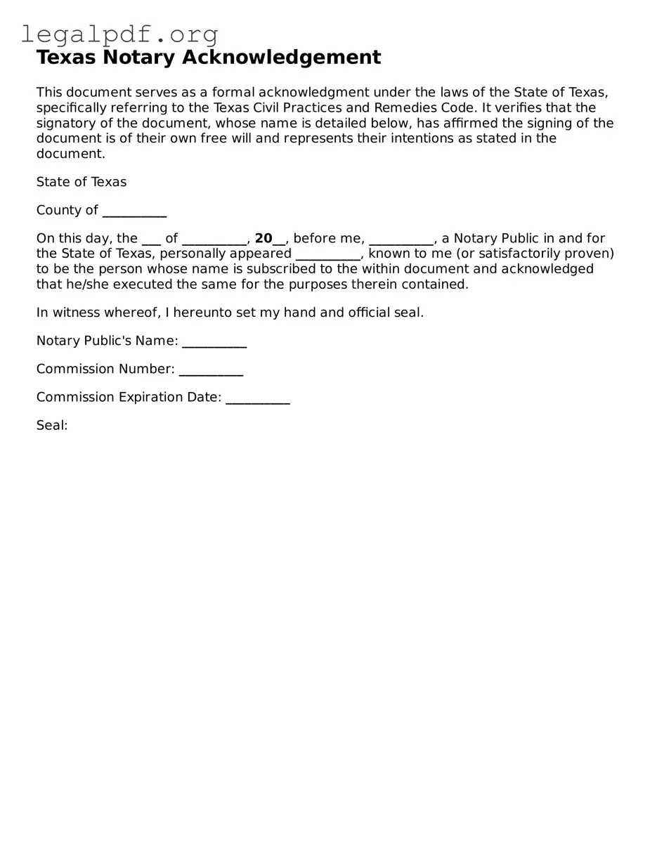 Valid  Notary Acknowledgement Template for Texas