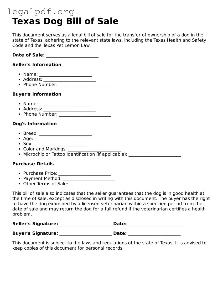 Valid  Dog Bill of Sale Template for Texas