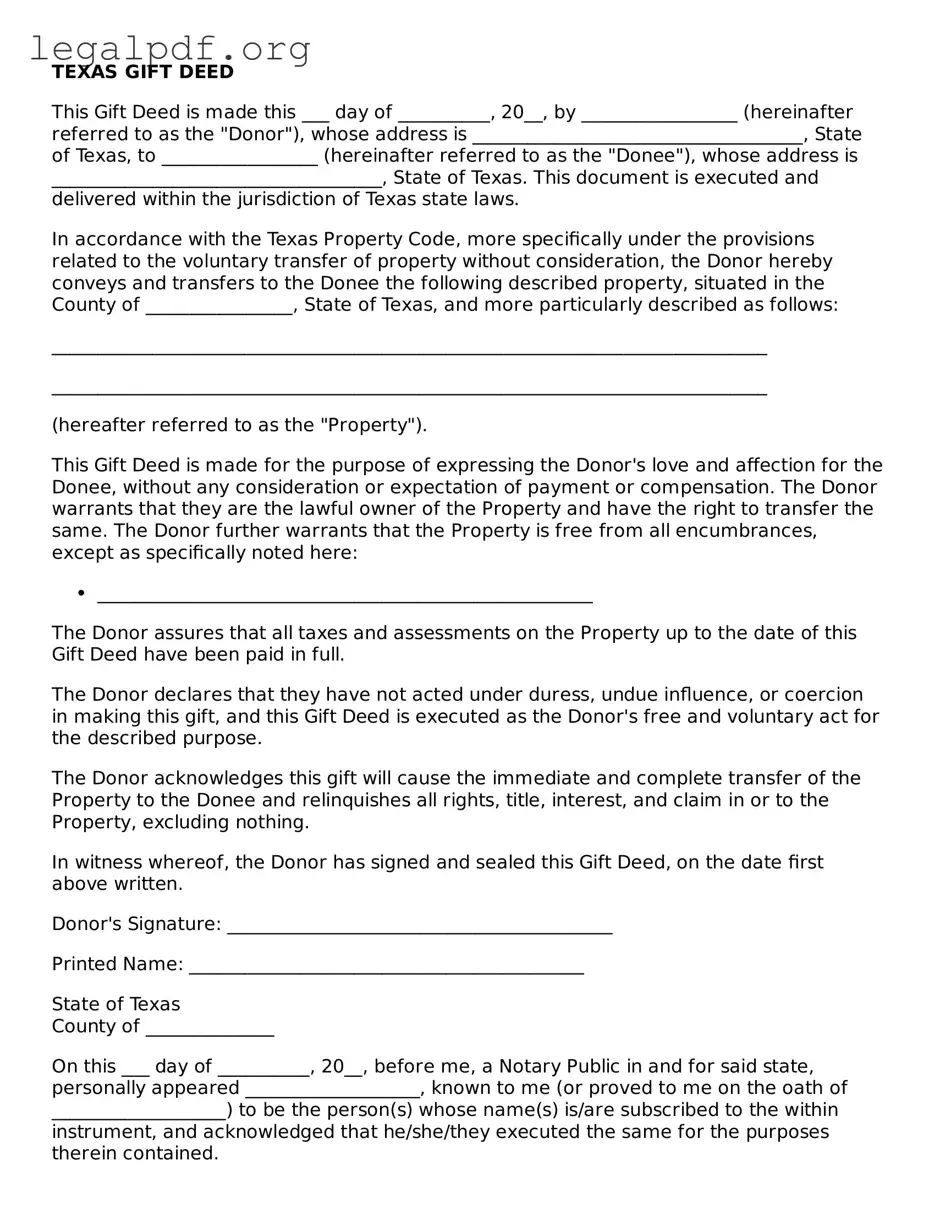Valid  Gift Deed Template for Texas