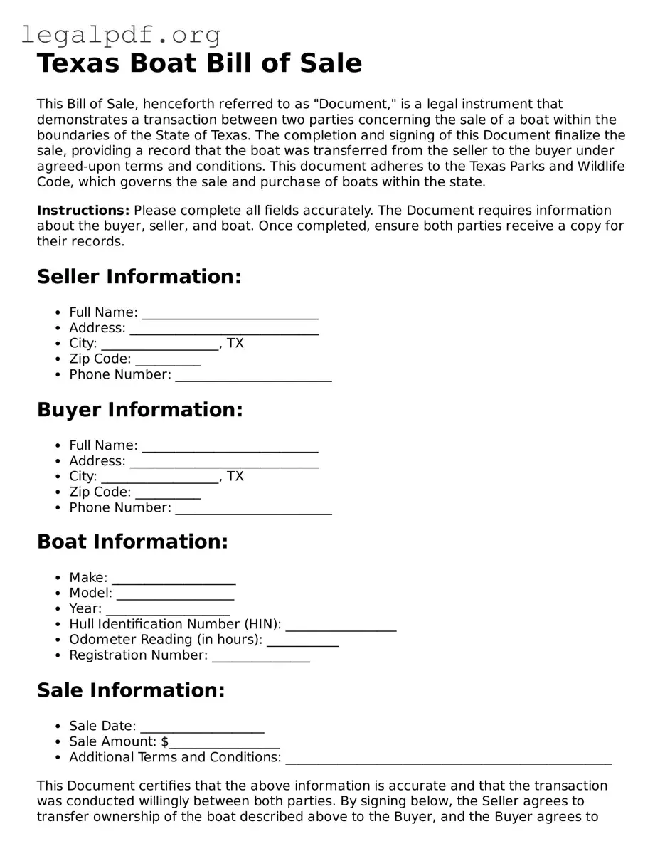 Valid  Boat Bill of Sale Template for Texas