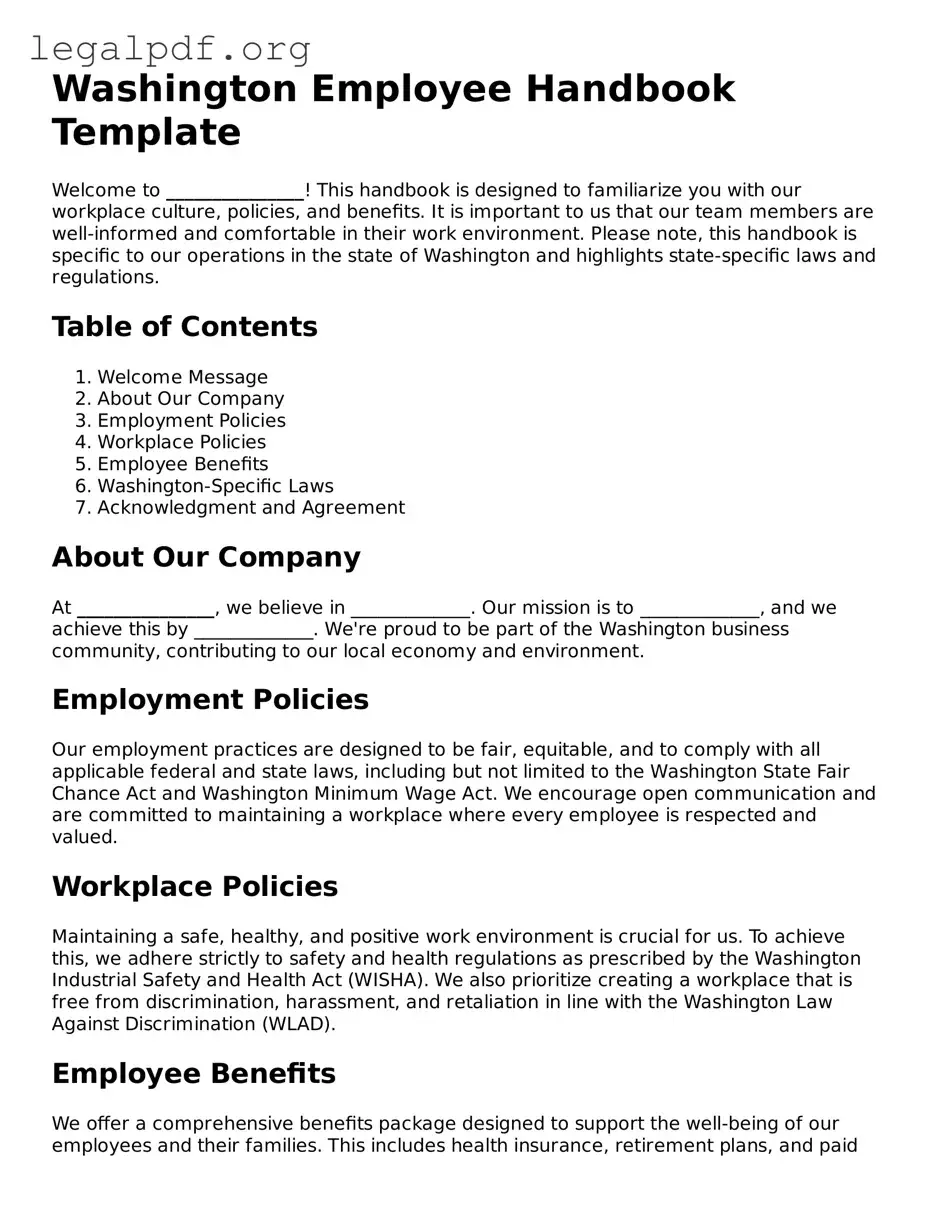 Valid  Employee Handbook Template for Washington